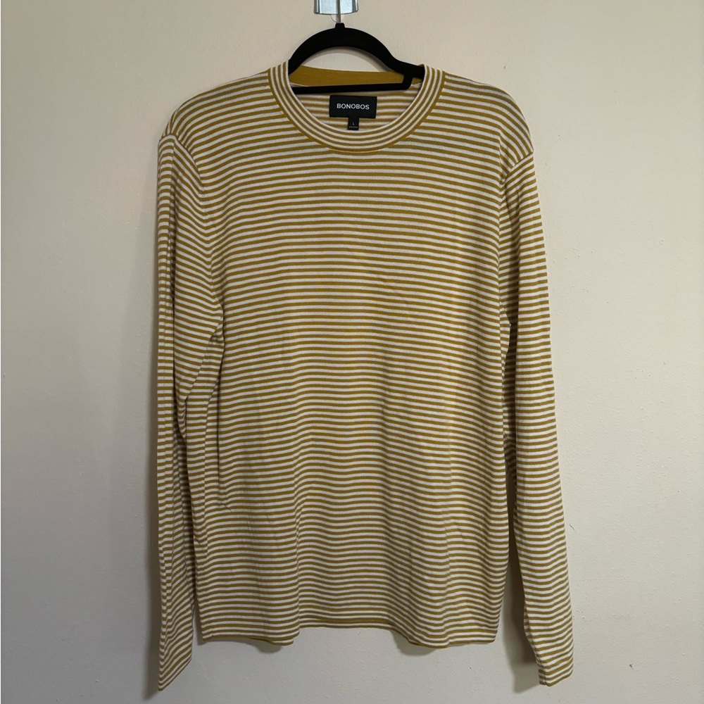 Bonobos Merino Wool Blend Lightweight Striped Sweater / Shirt - Size Large